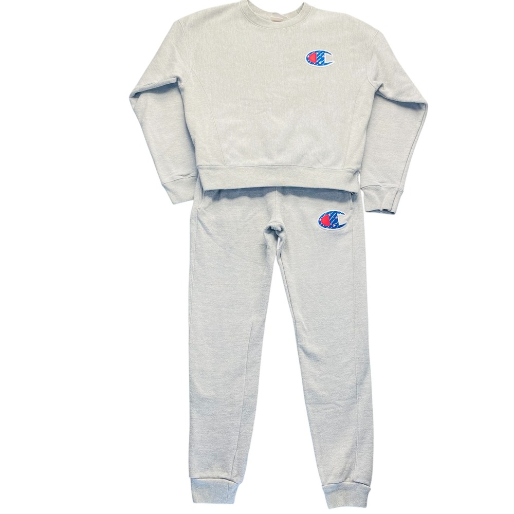 Champion‎ Women Reverse Weave Set Gray Joggers Sweatshirt XS Small Athleisure